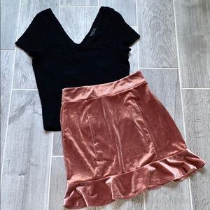 Topshop Tee + Forever 21 Satin Skirt Bundle
